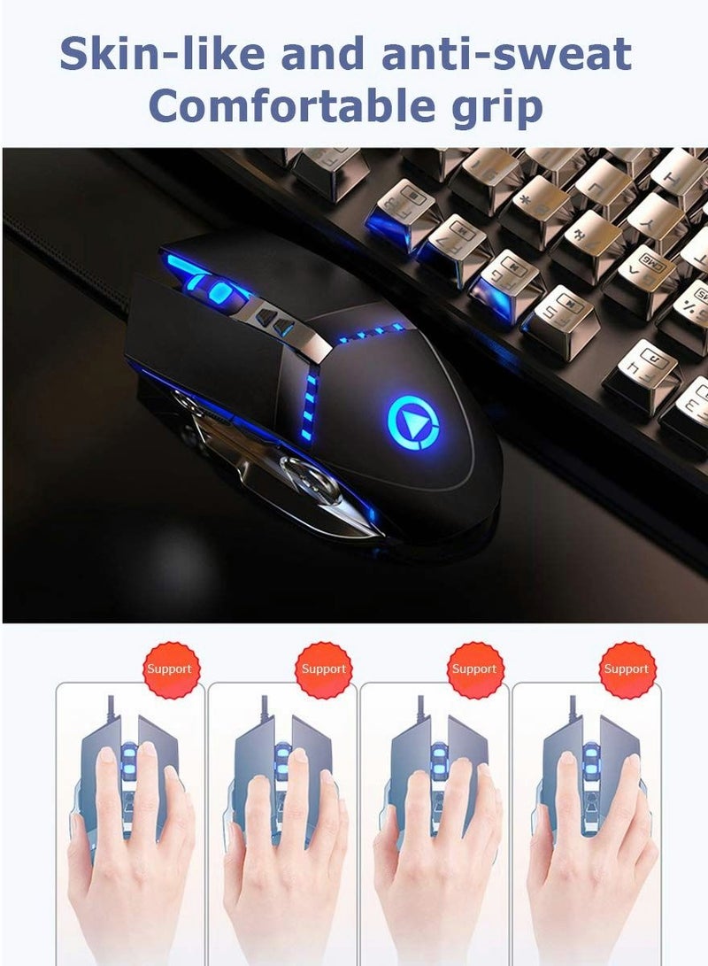 Gaming Mouse USB Wired RGB Backlit Silent Click Gamer Mouse with 4 Adjustable DPI Up to 3200, Comfortable Grip Ergonomic Optical Gaming Mice for Laptop PC Gamer Computer - Image 5